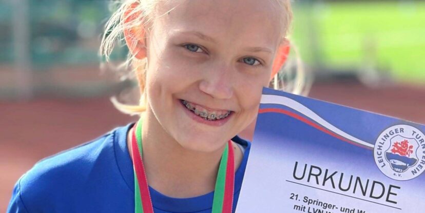 TV Erkelenz Athletin Marie Steigenberger U14 gewinnt den LVN Wurfcup im Speerwurf